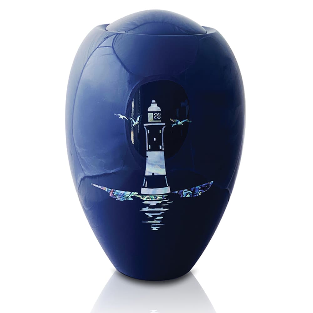 Blue Lighthouse Urn
