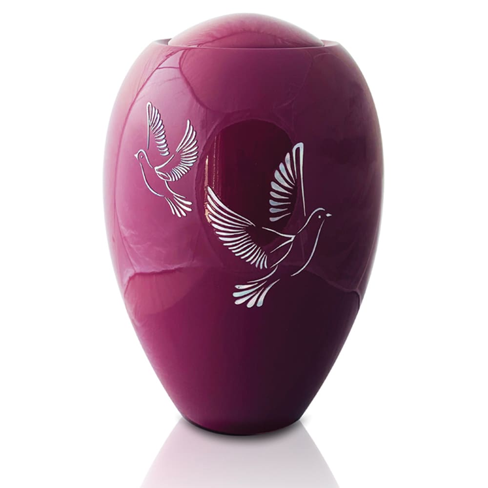 Burgundy Doves Urn